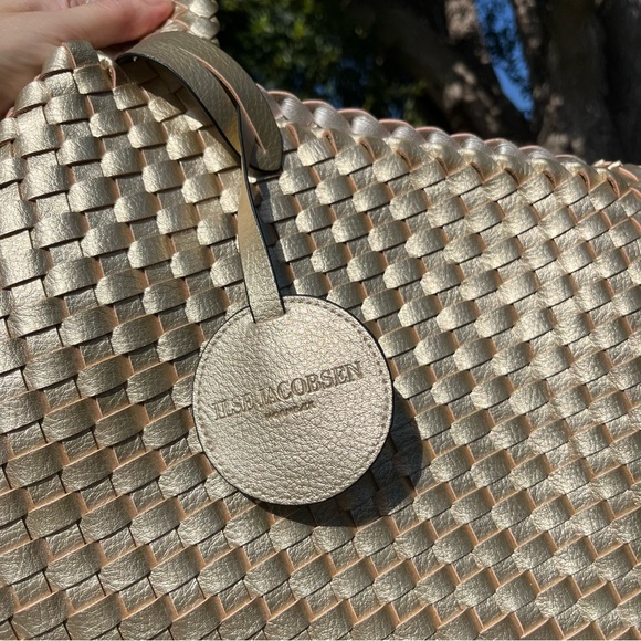 Ilse Jacobsen Hornbaek Bag Reversible Market Tote Silver Gold Braided Woven - Picture 7 of 12